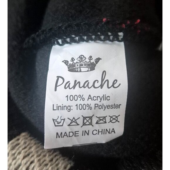 Panache Ladies Faux Fur Pom Red Buffalo Plaid Knit Beanie One Size Animal Print - Picture 8 of 8